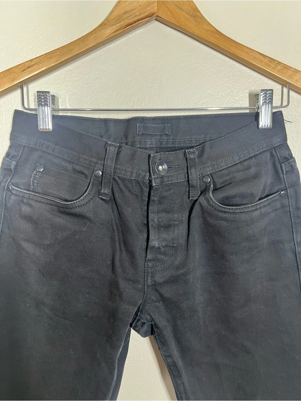 The Unbranded Brand Mens UB155 Black 12.5oz Selvedge Skinny Jeans Size 29x32